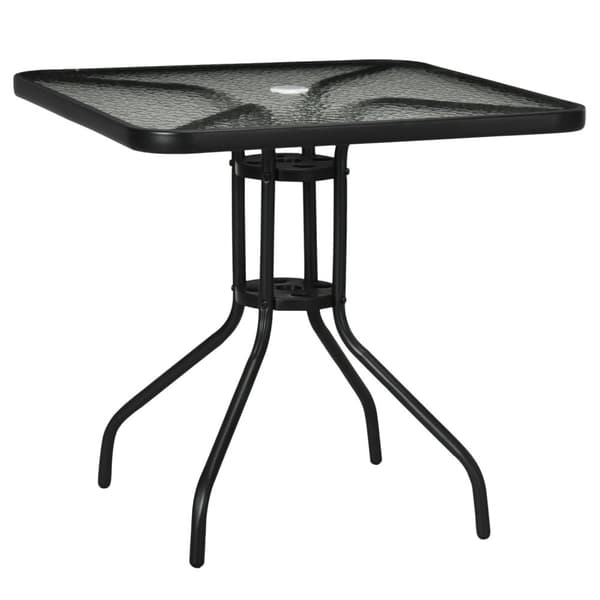 Havebord Aftageligt Metal 76x76 cm Vejrbestandigt Firkantet Balkonbord med Paraplyhul, Skridsikkert Buffetbord Campingbord Terrassebord til Udendørs H