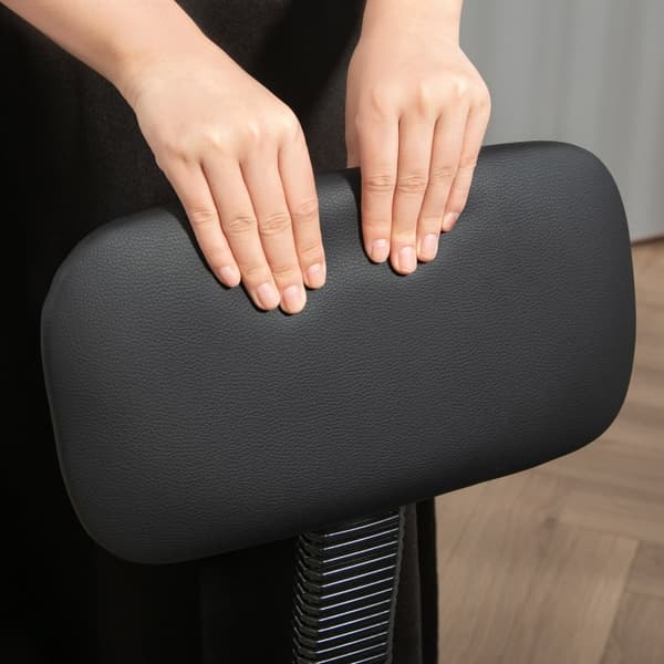 Kontorstol, Ergonomisk tegnestol, Høydejusterbar datamaskinstol med fotring, Skrivebordsstol, Svingstol for stue, kontor, kunstskinn, svart