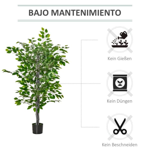 Kunstig Ficus Tre Stor 135 cm Kunstig Plante, Kunstig Plast Planter Ficus i potte, Kunstig Tre Som Ekte med Sement, Kunstgress for Stue Soverom Kontor