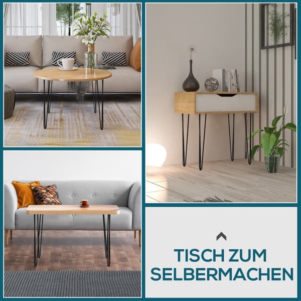 Bordsben, set med 4 bordsfötter, möbelfötter av stålbordsram med gaffeldesign för soffbord, matbord, svart, 12 x 12 x 72 cm