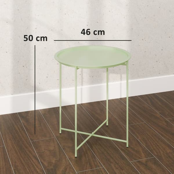 Sidobord, fällbart trädgårdsbord, diameter 46 x 50 cm, runt, väderbeständigt, balkongbord med fällbara bordsben, campingbord, hopfällbart bord, soffbo