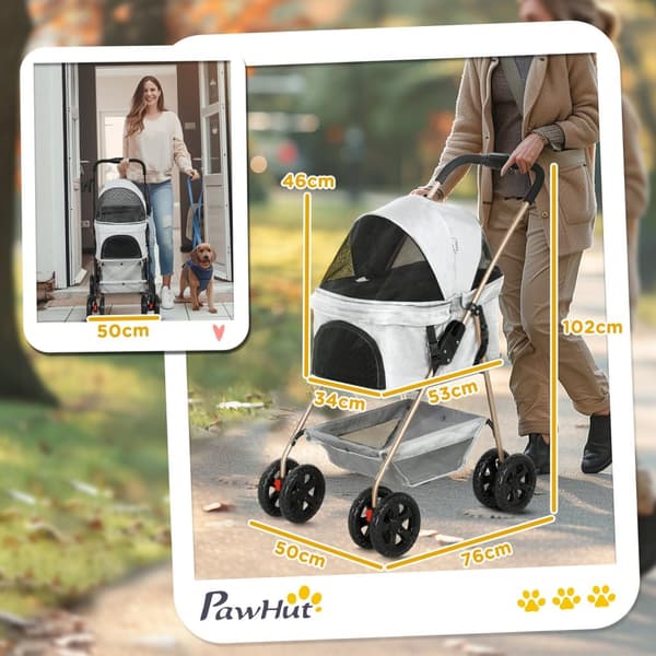Hundevogn 3 i 1 hundevogn sammenleggbar hundeboks, sammenleggbar transportpose med drikkeholder, hundevogn, kattevogn med 360° hjul kattevogn for mini