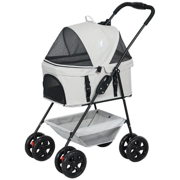 Hundevogn 3 i 1 hundevogn sammenleggbar hundeboks, sammenleggbar transportpose med drikkeholder, hundevogn, kattevogn med 360° hjul kattevogn for mini