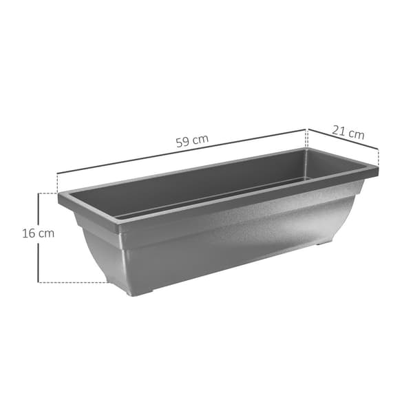 Sett med 5 blomsterpotter i plast, 59 x 21 x 16 cm stablebare blomsterpotter sett, værbestandig plantekrukke, potter for innendørs og utendørs bruk, g