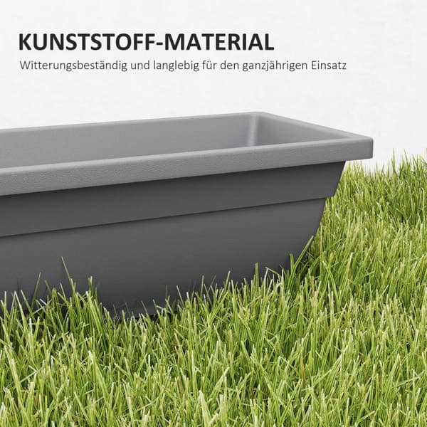 Sett med 5 blomsterpotter i plast, 59 x 21 x 16 cm stablebare blomsterpotter sett, værbestandig plantekrukke, potter for innendørs og utendørs bruk, g