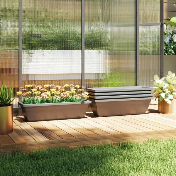 Sett med 5 blomsterpotter i plast, 59 x 21 x 16 cm stablebare blomsterpotter sett, værbestandig plantekrukke, potter for innendørs og utendørs bruk, g