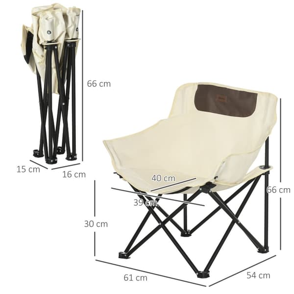 Campingstol Folding Havestol med Sidelomme Stålben Foldestol med bæretaske til Pool Beach Oxford Hvid
