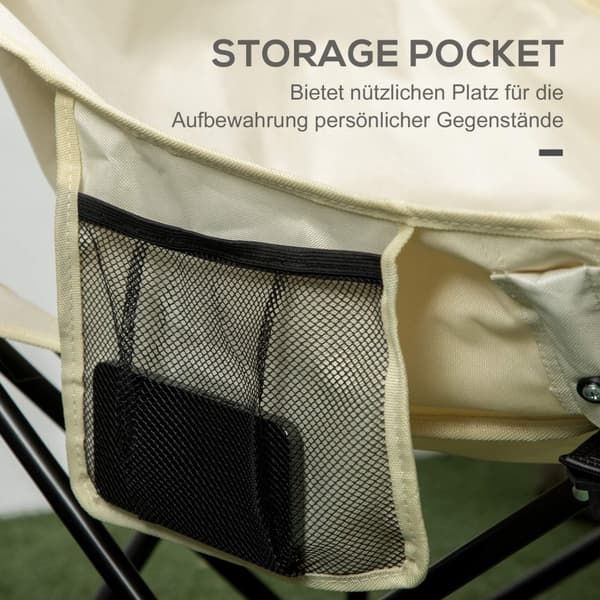 Campingstol Folding Havestol med Sidelomme Stålben Foldestol med bæretaske til Pool Beach Oxford Hvid