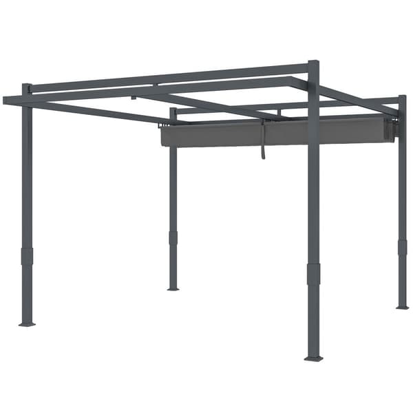 Pergola Paviljong Ca. 3,5x3m Aluminium Stabil Vintertät Solskydd med Justerbart Skjuttak Fristående Trädgård Gazebo Uteplats Baldakin Staket för Trädg