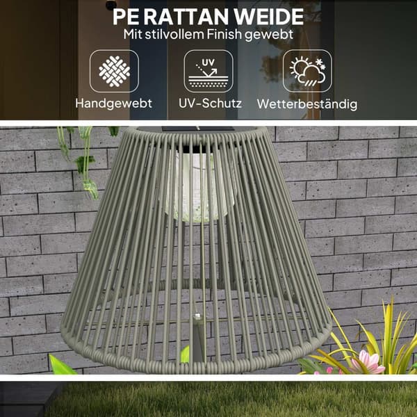 Solar gulvlampe rotting solcellelamper med lyssensor 25 LED automatisk solar lys i boho stil IP44 vanntett solcelle lampe utendørs lampe for hage balk