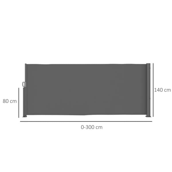 Sivumarkiisi, laajennettava, läpinäkymätön, yksityisyyden suoja seinäkiinnikkeellä, pinnoite, sivumarkiisi, seinämarkiisi, tuulensuoja, 300 x 140 cm,