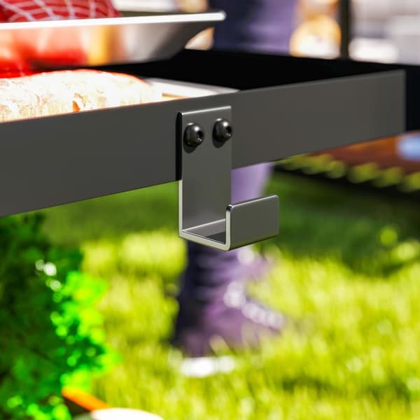 Grillivaunu 3-kerroksinen tarjoiluvaunu työtasohyllyillä koukkupyörät, ruostumattomasta teräksestä valmistetut BBQ-grillipöytä, grillisivupöytä, ulkov