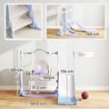Miniatyrbilde 4 av 10: Slide 4-i-1 barnesklie med huske, basketballkurv, klatrestativ, småbarnssklie med rakettdesign lekeplass for innendørs og utendørs 1,5-4 år barn lyseb