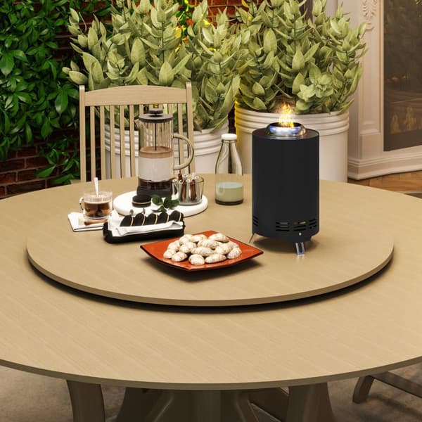 Bålskål Ø16x25cm laget av rustfritt stål bålpanne med poker røykfrie bålboller bålkurv for hage, balkongterrasse, utendørs BBQ camping svart
