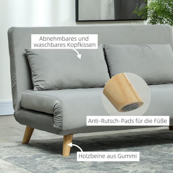 Sovstol, hopfällbar säng med sängfunktion, svankdyna, hopfällbar relaxstol med sammetslook, justerbart ryggstöd, lastkapacitet upp till 250 kg, för va