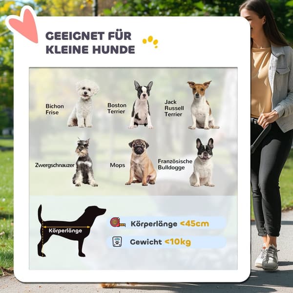 Hundevogn 3 i 1 hundevogn sammenleggbar for hunder og katter opp til 10 kg kattevogn med pute koppholder mesh vinduer dører oppbevaringskurv kattevogn