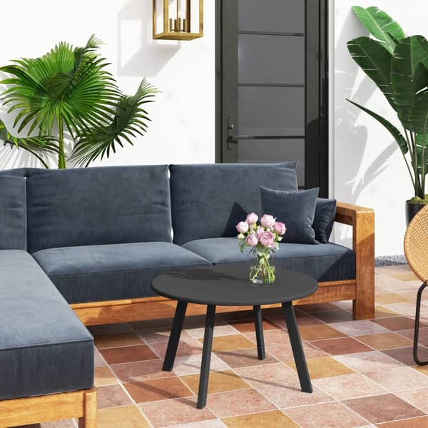 Sidebord, balkongbord av metall, rundt salongbord, værbestandig, hagebord, lett å rengjøre, sofabord, utebord til balkong, hage, terrasse, veranda, st