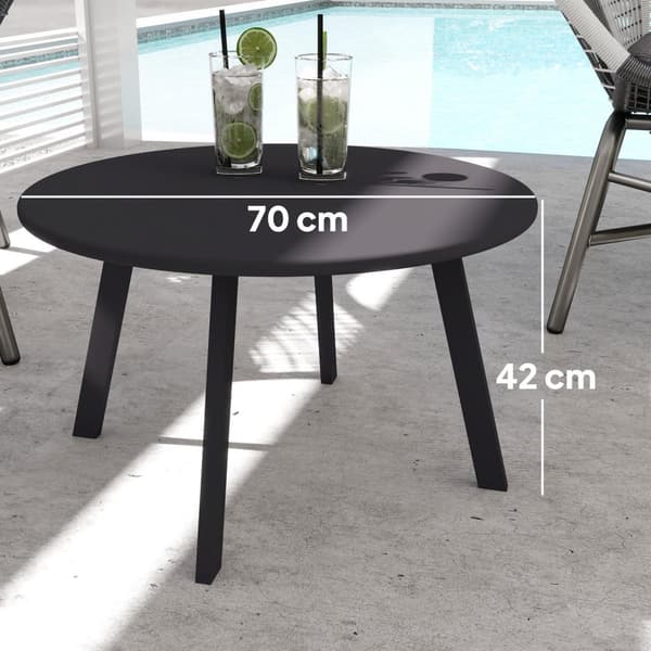 Sidebord, balkongbord av metall, rundt salongbord, værbestandig, hagebord, lett å rengjøre, sofabord, utebord til balkong, hage, terrasse, veranda, st