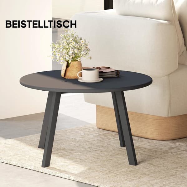 Sidebord, balkongbord av metall, rundt salongbord, værbestandig, hagebord, lett å rengjøre, sofabord, utebord til balkong, hage, terrasse, veranda, st
