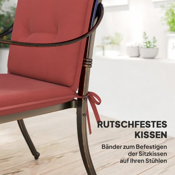 Sett med 4 sitteputer 108 x 50 x 5 cm stolputer med knyting, utendørs innendørs sittepute, sittepute, benkpute til hagemøbler, sittestol, spisestuesto
