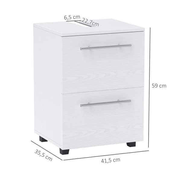 Vask underskap med skaprom, skuff, servantskap, baderoms underskap med vippebeskyttelse for vegghengte servanter, hvit, 41,5 x 35,5 x 59 cm Aosom