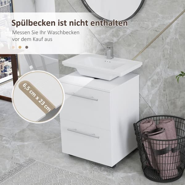 Vask underskap med skaprom, skuff, servantskap, baderoms underskap med vippebeskyttelse for vegghengte servanter, hvit, 41,5 x 35,5 x 59 cm Aosom