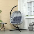 Miniatyrbilde 3 av 10: Eggformet hengestol for utendørs bruk, sammenleggbar hengehuske med ramme, sitteputer, hengekøye for 1 person, huskestol innendørs utendørs, uteplass,