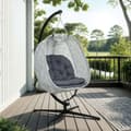 Miniatyrbilde 9 av 10: Eggformet hengestol for utendørs bruk, sammenleggbar hengehuske med ramme, sitteputer, hengekøye for 1 person, huskestol innendørs utendørs, uteplass,