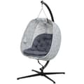 Miniatyrbilde 1 av 10: Eggformet hengestol for utendørs bruk, sammenleggbar hengehuske med ramme, sitteputer, hengekøye for 1 person, huskestol innendørs utendørs, uteplass,