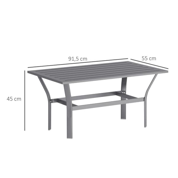 Sidebord metall balkongbord med lamelldesign værbestandig salongbord hagebord lettstelt sofabord utebord til balkong hageterrasse veranda 91,5 x 55 x