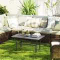 Miniatyrbilde 8 av 10: Sidebord metall balkongbord med lamelldesign værbestandig salongbord hagebord lettstelt sofabord utebord til balkong hageterrasse veranda 91,5 x 55 x