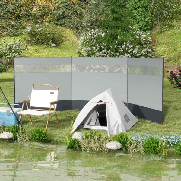 Vindbeskyttelse sammenleggbar camping privatskjerm med lyskilde vindusknagger tau vindsperre gjerde strand vindbeskyttelse strandbeskyttelse for campi