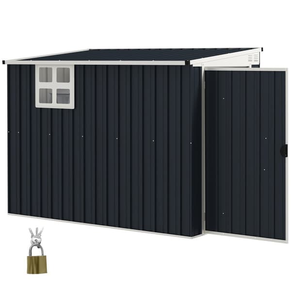 Metal Værktøjsskur 2,7m² 128x231x181cm Værktøjsskur med Pent Tag Vindue Låsbar dør Vejrbestandig Haveskur Udendørs Haveskur til Baggård Udendørsområde