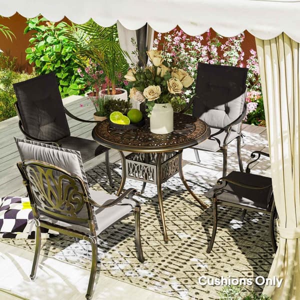 Set med 4 sittdynor 108 x 50 x 5 cm stolsdynor med knytband, sittdyna utomhus inomhus, sittdyna, bänkdyna för trädgårdsmöbler, sittstol, matstol, mörk