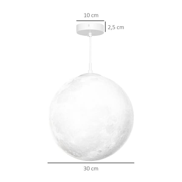 3D Moon Pendel Light Hengelampe med APP-kontroll, Musikk Moon Lamp Ceiling Ceiling Lamp med CCT og RGB fargeendring for kjøkken, spisestue, kremhvit A