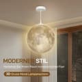 Miniatyrbilde 5 av 10: 3D Moon Pendel Light Hengelampe med APP-kontroll, Musikk Moon Lamp Ceiling Ceiling Lamp med CCT og RGB fargeendring for kjøkken, spisestue, kremhvit A
