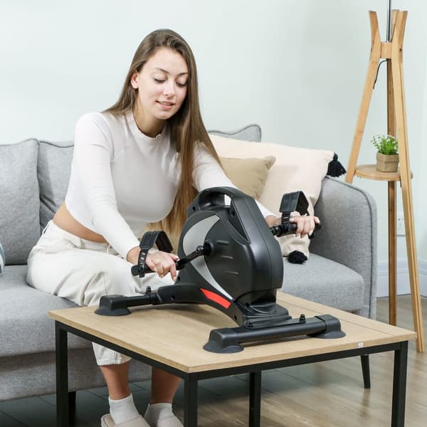 Pedaltræner stille mini motionscykel med 8 niveauer magnetisk modstand LCD-skærm bærbar bentræner med skridsikker måtte seniorer arm- og bentræningspe