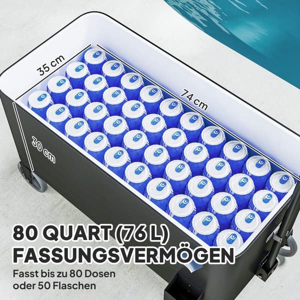 76L Jääkaappivaunu Tarjoiluvaunu pyörillä Pullonavaajan kannen kahvat Mobile Cool Box Side Vaunu Bar Cool Container Juomavaunu ulkoterassille Party Va