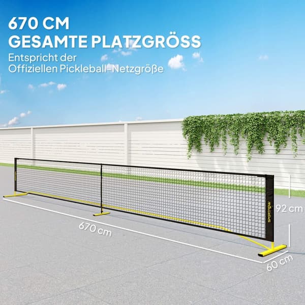 Kannettava Pickleball Net 6.7m Kantolaukku Metal Frame Indoor Outdoor Keltainen Aosom