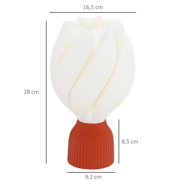 Bordslampa, LED-bordslampa med 3D-utskrift Blomliknande lampskärm, sänglampa för vardagsrum, lekrum, vit Aosom