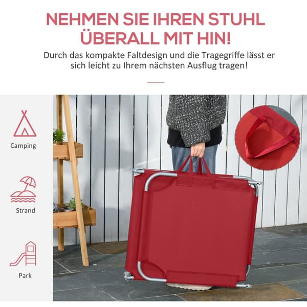 Solseng, sammenleggbar hageseng, fluktstol med 5-veis justerbar ryggstøtte, værbestandig campingseng, hagestol kan holde opptil 120 kg, for hage, feri