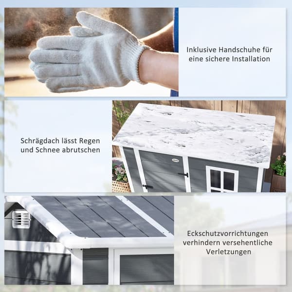 Verktygsbod Plast 2,1m² 186 x 130 x 199cm Verktygsskjul med sadeltak Golv Fönster Låsbar dörr Väderbeständig Trädgårdsbod Utomhus Trädgårdsbod för bak