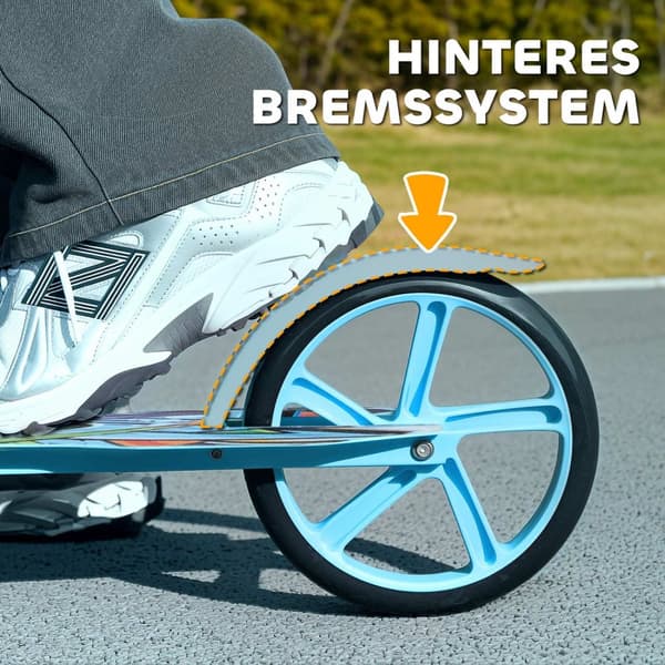 Sparkcykel Barns hopfällbar barnsparkcykel med justerbar styrhöjd, 2 stora hjul, bakre stänkskyddsbroms, sparkskoter för barn från 6-12 år Blå Aosom