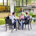 Miniatyrbillede 8 af 10: Havebord aluminium 73x73 cm vejrbestandigt buffetbord med trælook, campingbord til 4 personer, skridsikkert altanbord, udendørs spisebord til haven, t