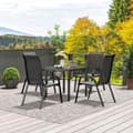 Miniatyrbillede 10 af 10: Havebord aluminium 73x73 cm vejrbestandigt buffetbord med trælook, campingbord til 4 personer, skridsikkert altanbord, udendørs spisebord til haven, t