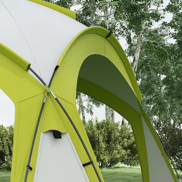 Event Shelter 3,5 x 3,5 m Lysthus med krokdør Vannavvisende vintertett hagepaviljong partytelt Solbeskyttelse for camping, hagefestivaler Grønn Aosom