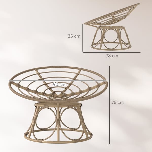 Papasan stol rotting 360° roterande flätad stol med sittdyna diameter 120 cm rund utomhus rottingstol snurrstol fåtölj fåtölj för vardagsrum trädgård