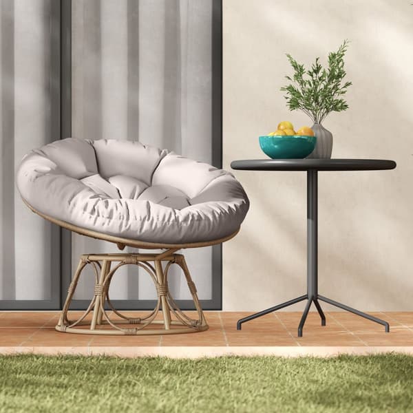 Papasan stol rotting 360° roterande flätad stol med sittdyna diameter 120 cm rund utomhus rottingstol snurrstol fåtölj fåtölj för vardagsrum trädgård