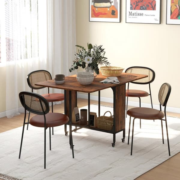 Sammenleggbart spisebord Kjøkkenbord for 6 personer med åpen hylle Mobilt sammenleggbart bord Spisebord for små rom, spisestue, kjøkken 130 x 80 x 74