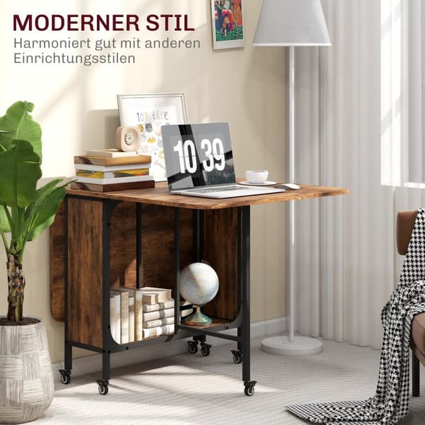 Sammenleggbart spisebord Kjøkkenbord for 6 personer med åpen hylle Mobilt sammenleggbart bord Spisebord for små rom, spisestue, kjøkken 130 x 80 x 74